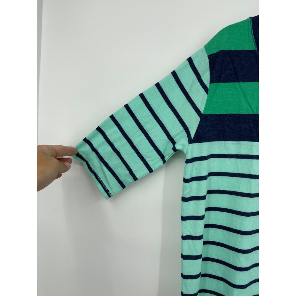 Hollister Womens Blue Green Striped 3/4 Sleeve Round Neck Shirt Top Large - Picture 4 of 8